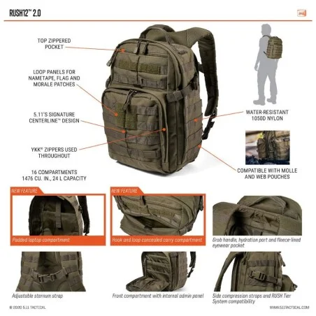 Σακίδιο Πλάτης 511 Tactical RUSH12 2.0 Backpack 24LT