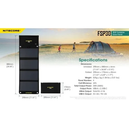 Ηλιακό Πάνελ Nitecore FSP30 Foldable Solar Panel