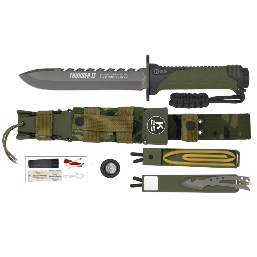 Μαχαίρι Επιβίωσης K25 Tactical Knife THUNDER II Green