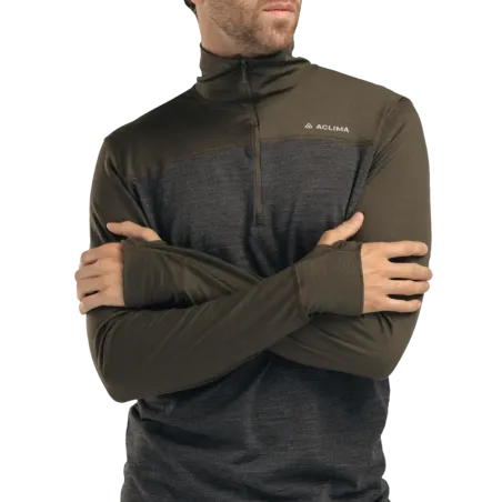 Μακρυμάνικη Μπλούζα Πόλο Aclima Lightwool 180 Polo με Φερμουάρ