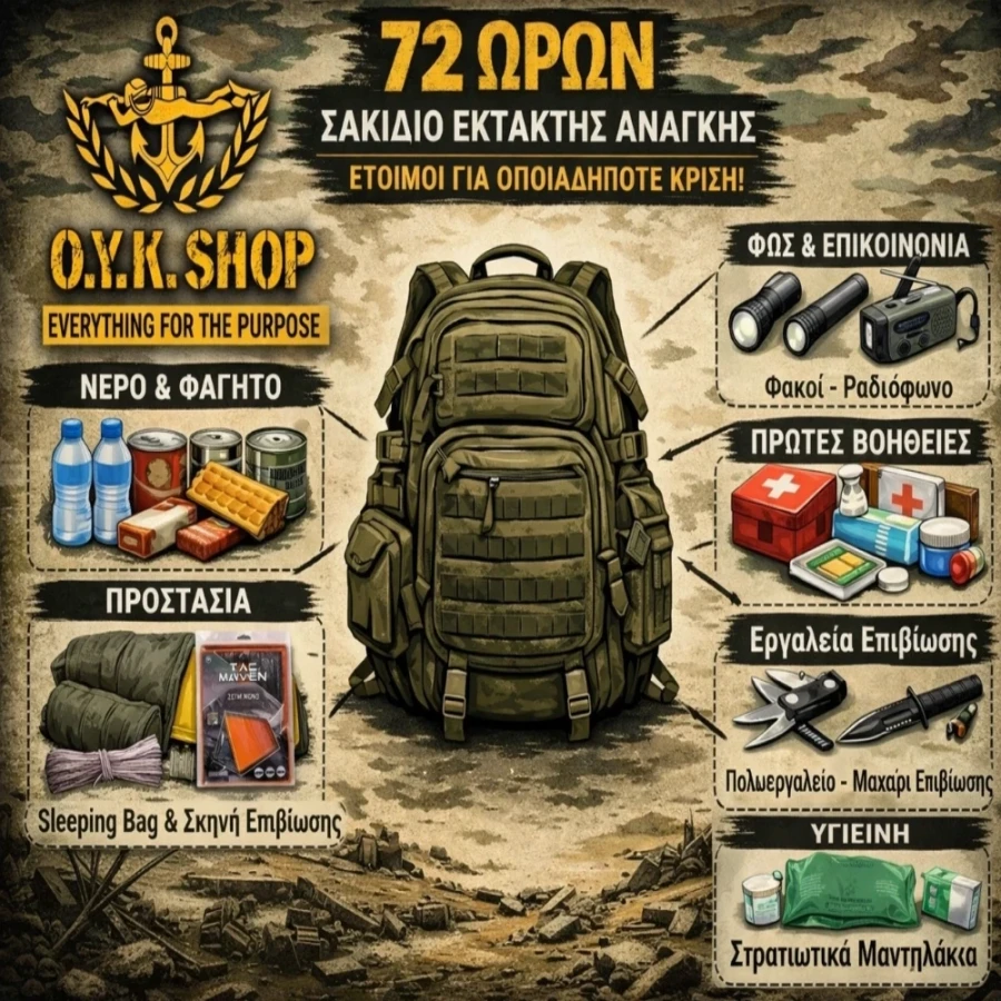 Ατομικό Σακίδιο Έκτακτης Ανάγκης 72 Ωρών OYK SHOP