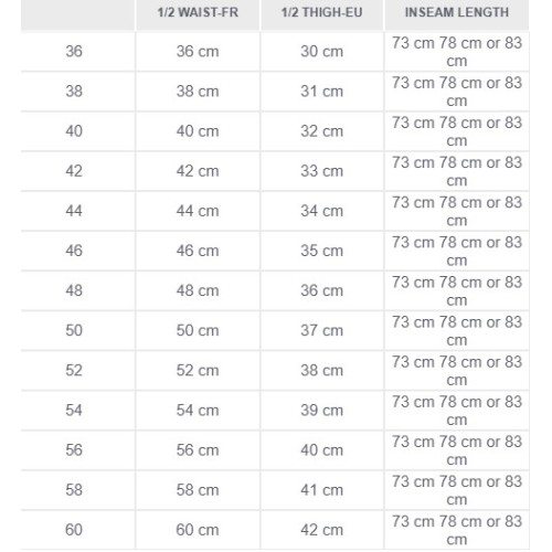 Size chart image