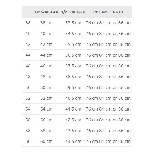 Size chart image