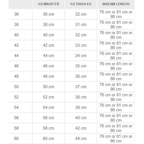 Size chart image