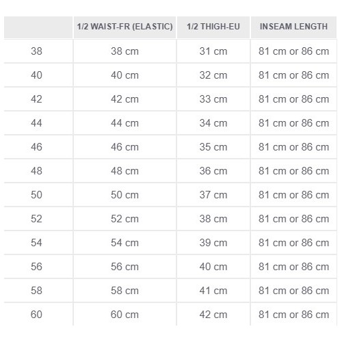 Size chart image