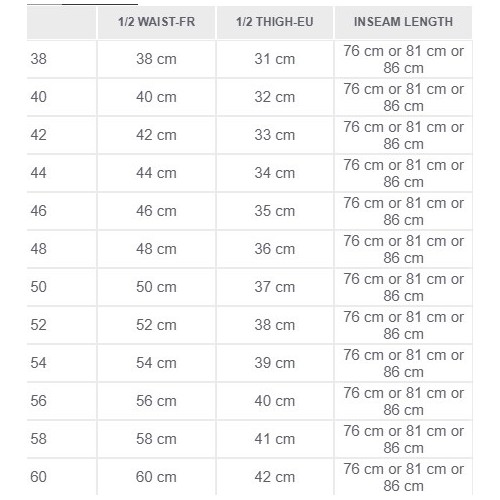 Size chart image