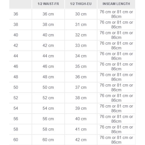 Size chart image