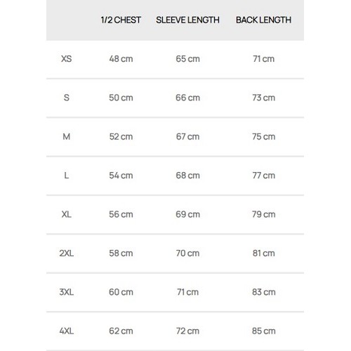 Size chart image
