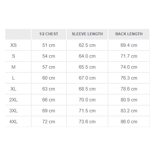 Size chart image