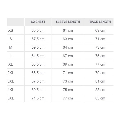 Size chart image