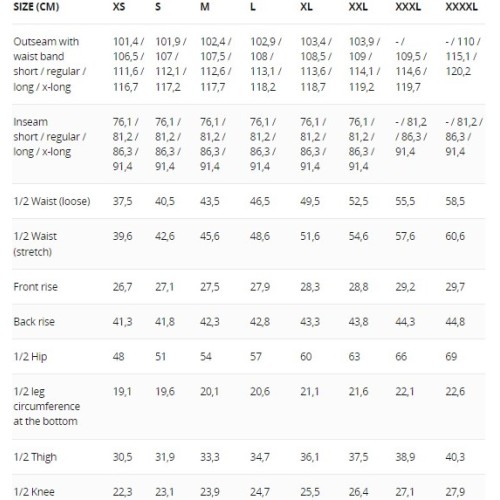Size chart image