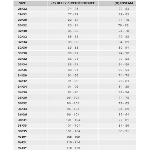 Size chart image
