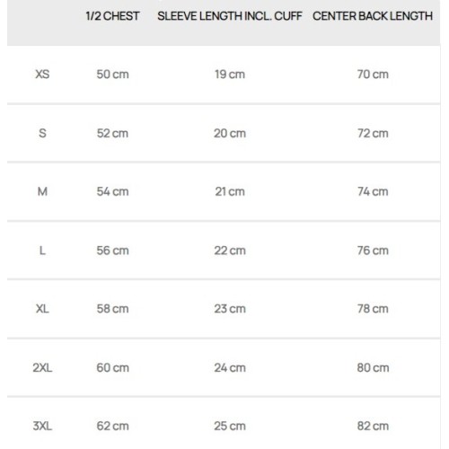Size chart image