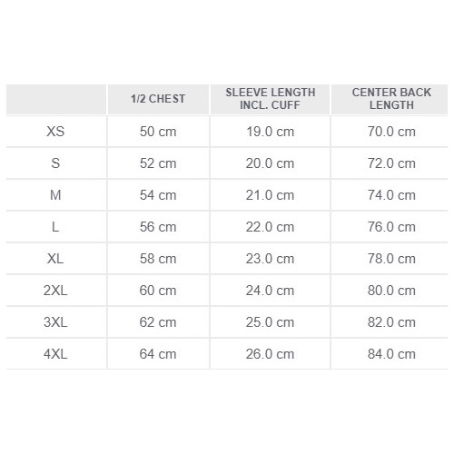 Size chart image
