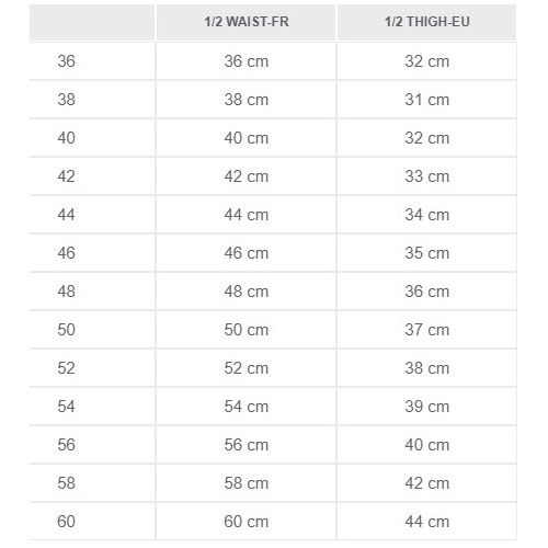 Size chart image