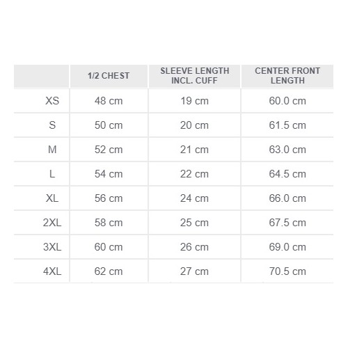 Size chart image