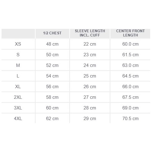 Size chart image