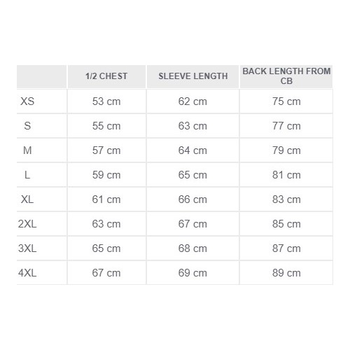 Size chart image
