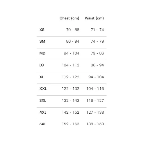 Size chart image