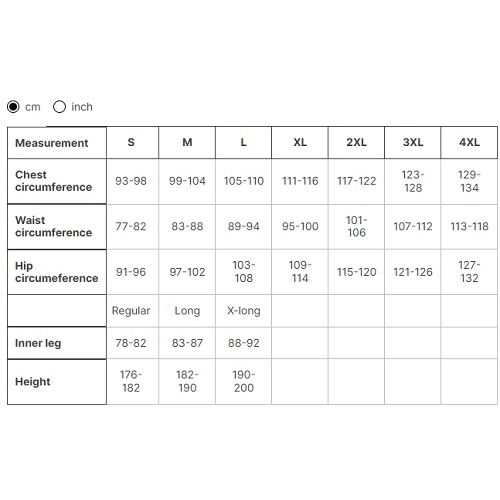 Size chart image