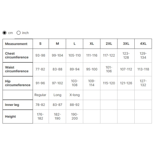 Size chart image