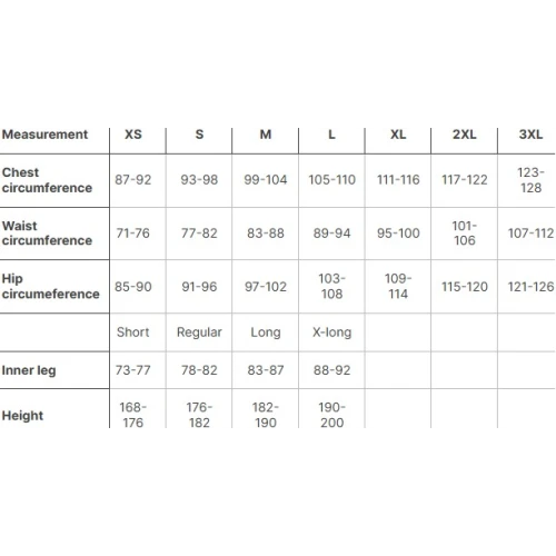 Size chart image